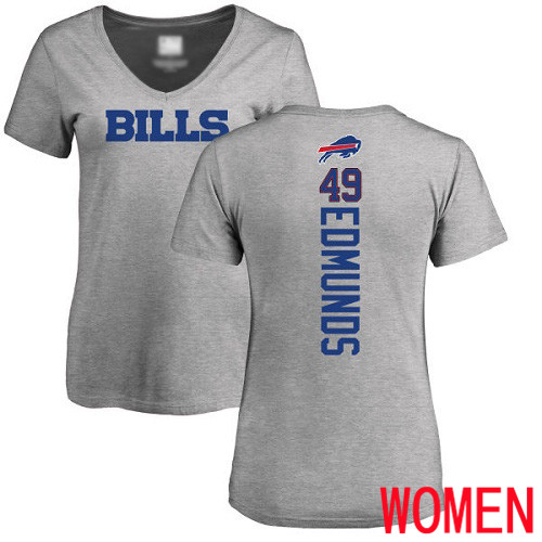 NFL Women Buffalo Bills #49 Tremaine Edmunds Ash Backer V-Neck T Shirt